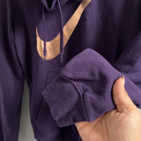Nike Sportswear Purple Hooded Funnel Neck Sweater with Rose Gold Logo Detail - Picture 5 of 6